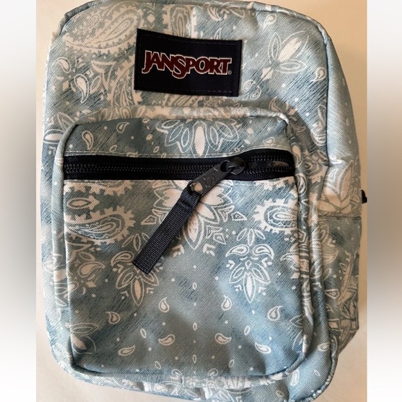 Jansport Handbags - Jansport Blue White Floral Paisley Purse Backpack Style Nice Clean EUC
